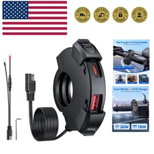 Motorcycle Phone Charger, Ultra-Narrow Dual USB Type C 30W PD & Quick Charge ...