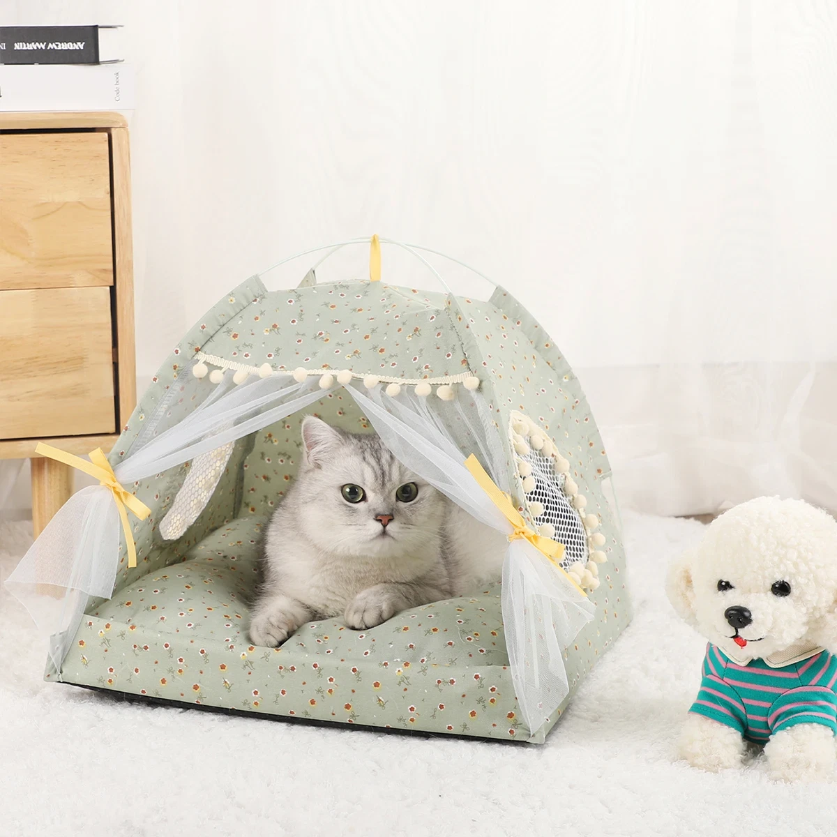 Pet Tent Bed Cats House Supplies Products Accessories Warm Cushions Furniture