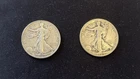 Lot of (2) two 1929 Walking Liberty Half Dollars 90% Silver 2 Coin Lot