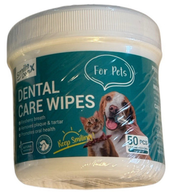 Pet Dental Care Oral Wipes for Cats & Dogs - 50 Pieces Fresh Breath - Ex: 12/27