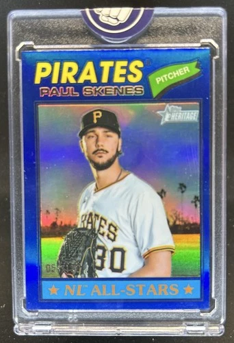 2026 Topps Heritage Paul Skenes Chrome Blue Refractor #/150 Pirates