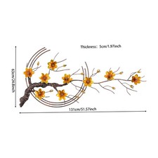 Gold Brown Vintage Metal Flower Wall Decor, Large Wall Lobby Art for Hotel Cafe