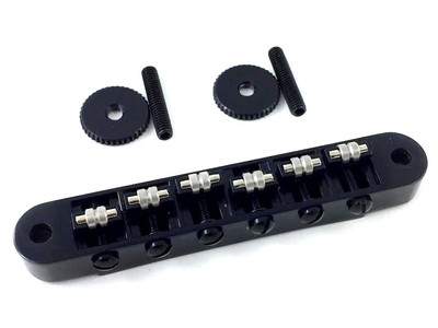 Black Vintage Style Roller Saddle Tune-o-matic Style Guitar Bridge GB-VRT-B