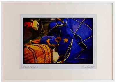 528033 Blaue Flamme Aquarell Bilderrahmen Limitierte Auflage A3