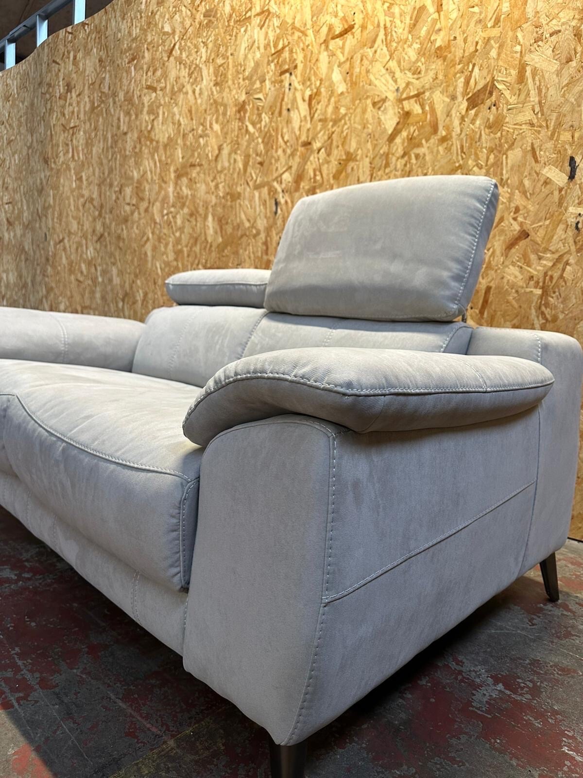 Sofology Sofa Grey Suede 2 Seater Headrest Sofa Ready To Ship UK