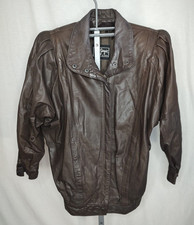 Vtg Gino Di Giorgio By Comint Womens Sm Leather Bomber Jacket Oversize 80s 90s