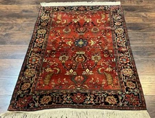 Antique Per'sian Farahan Sarouk Rug 3.5 x 5 Red Floral Traditional Fine 210 KPSI