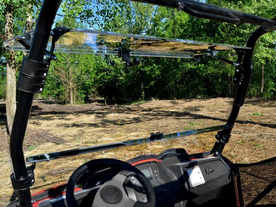 SuperATV Heavy Duty Scratch Resistant Flip Windshield for Kymco UXV 450i - Image 3 of 4