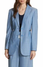 Tibi Cutout Side Wool Soft Blue $695 Jacket Blazer Sz 14