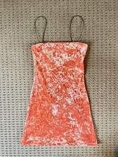 XS urban outfitters pins & needles vibrant orange velvet party slip mini dress