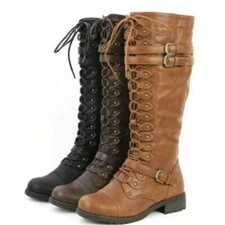 Women's Medieval Steampunk Cosplay Boots Winter Larp Knee High Lace Up Boots
