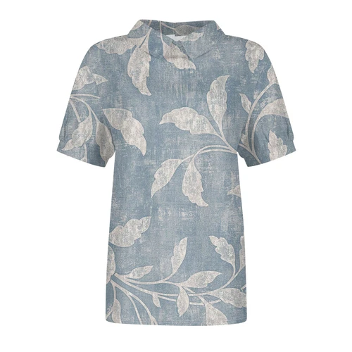 Damen Puppenkragen Hemd Baumwolle Leinen Blumenmuster Peter Pan Kragen Ärmel Shirts - Bild 12 von 56