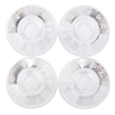 4Pcs Acrylic Guitar Knobs Volume Tone Speed Control Knobs Transparent White word