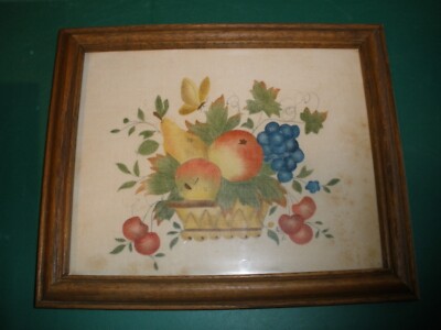 Theorem Painting Method Framed Picture Basket  of Fruit 11.5''x9.5''E. Daveler(O78