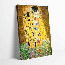 GUSTAV KLIMT The Kiss gestreckte Leinwand Poster Druck Wandkunst ~ mehr Größe