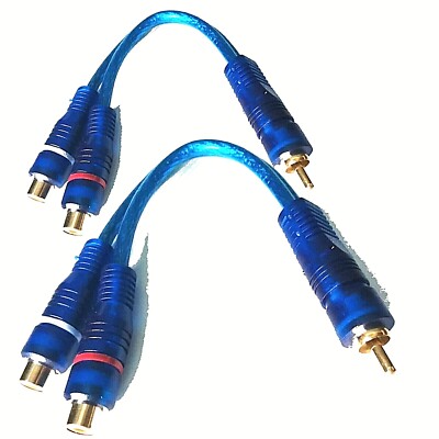 2 x Cinch Splitter Y Kabel Adapter Verteiler Chinch ST.- 2 Buchse Subwooferkabel