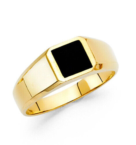 10k or 14k Yellow Gold Black Onyx White CZ Accented Mens 10k or 14k Yellow Gold Black Onyx White CZ Accented Mens