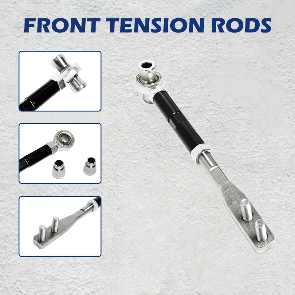 Brazos de tracción de punta inclinada trasera varilla de tensión delantera ajustable para Nissan 240sx S13 Foto 4 de 4