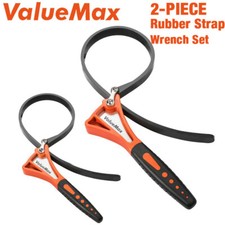 ValueMax 2PC Rubber Strap Wrench Set 4" & 6" Adjustable Straps Nylon TPR Handle ValueMax 2PC Rubber Strap Wrench Set 4" & 6" Adjustable Straps Nylon TPR Handle - Image 1