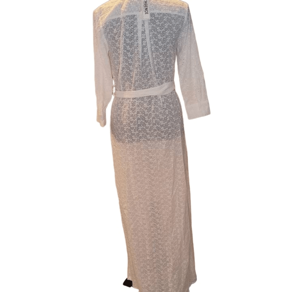 NWT L'agence XS White Eyelet Cameron Long Shirt Maxi Dress