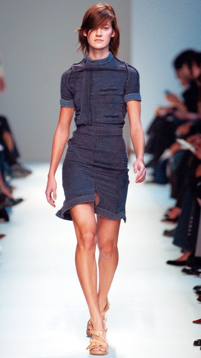 NWT Balenciaga Spring 2003 Faded Blue Textured Silk Patchwork