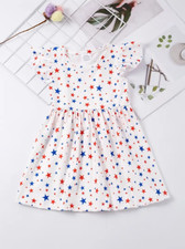NWOT GIRLS FLUTTER SLEEVE PATRIOTIC DRESS FOR MEMORIAL DAY/4TH OF JULY - SZ. 4/5