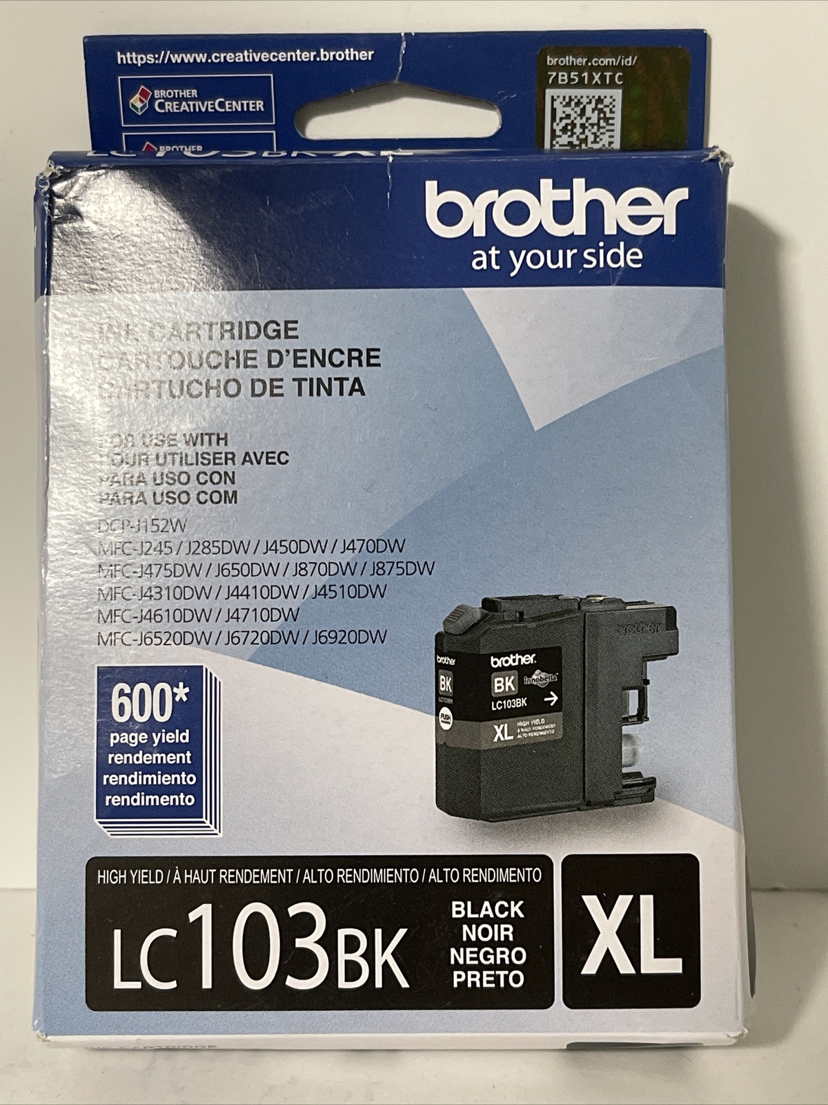BROTHER LC103BK 600 pages High Yield Ink Cartridge Black *Expire 4/