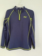 Under Armour Youth Boys Size XL Loose Fit Navy Blue Quarter Zip Knit Shirt