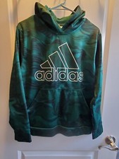 boys adidas green and black hooded sweatshirt, size large 14/16
