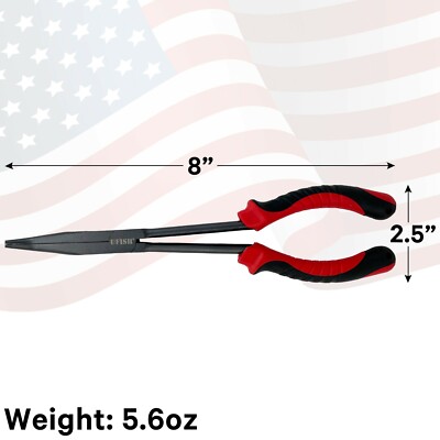 UFISH Long Nose Fishing Pliers - Lure Extractor Tool For Saltwater & Freshwater (USA Made)