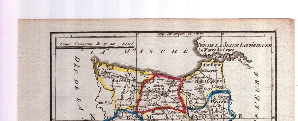 Carte Géographique XVIIIe Département Du Calvados 1793 Révolution Française - Photo 3/4