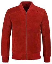 Lambskin Jacket wear Pure Handmade Men Soft Suede Red Genuine Stylish Biker Fit