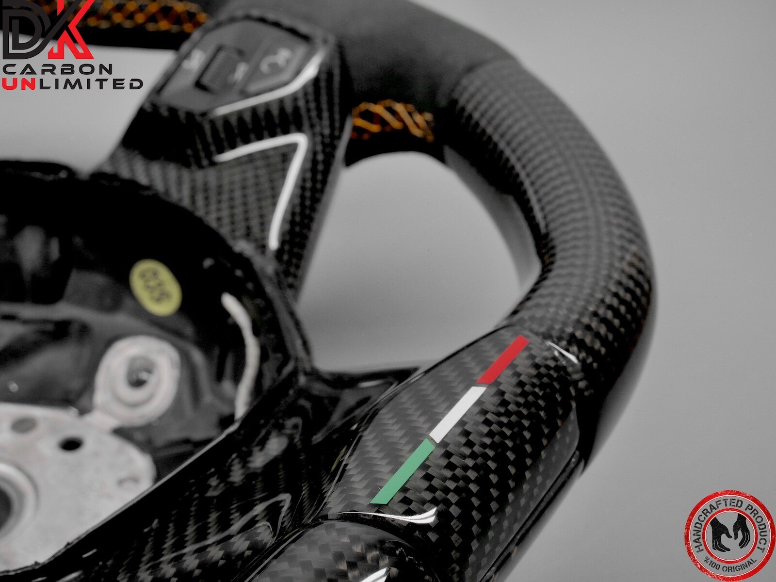 Lamborghini LP700 Aventador SVJ Alcantara Orange Stitch Carbon Steering Wheel v4
