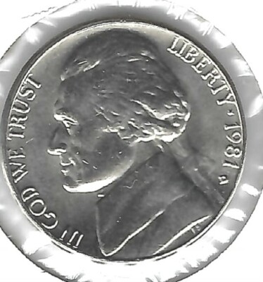 1981-D Denver Brilliant Uncirculated Jefferson Nickel Five Cent