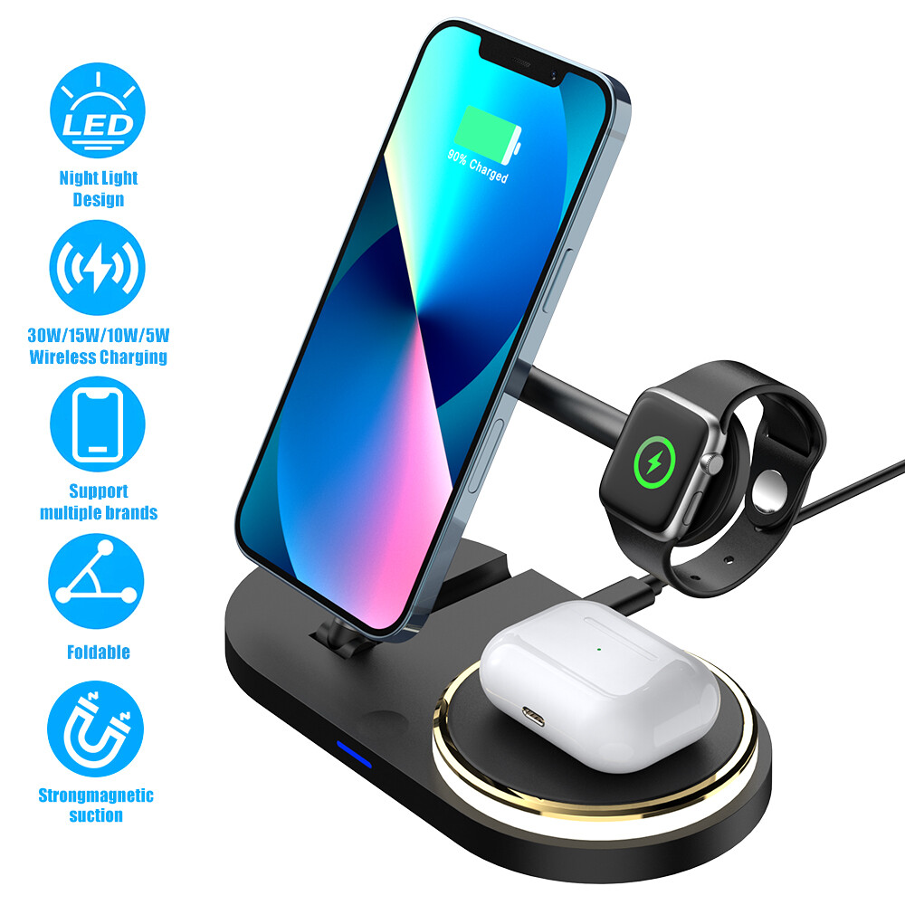 Wireless Charger Dock Charging Station 5 in 1 For Apple Watch iPhone 16 15 14 13-image