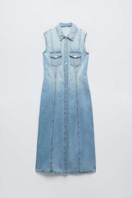 ZARA NEW SS23 DENIM TRF DRESS SLEEVELESS MIDI LIGHT BLUE | 8197/083_SIZE  XS-XL | eBay