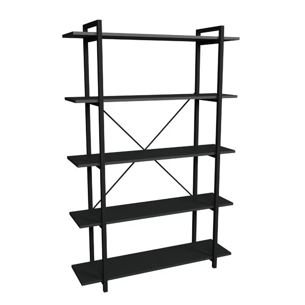 Libreria 5 Ripiani Scaffale Ferro Stile Industrial 120x34x180 Jonah Antracite