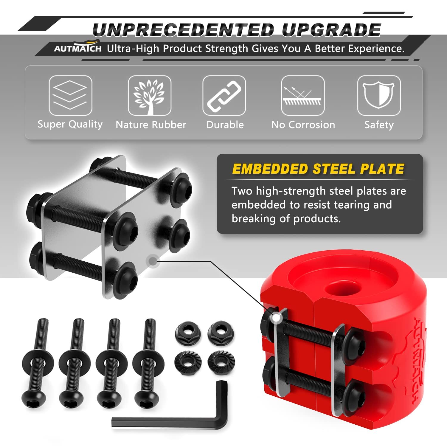 AUTMATCH Winch Cable Hook Stopper 2 Pack Silicone Rubber Winch Stopper