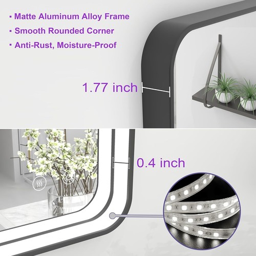 Black Framed LED Bathroom Mirror, With Dimmable Lights 32in x 32in - Picture 5 of 7