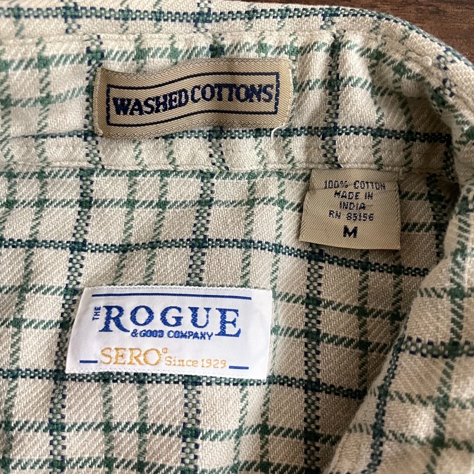 Vintage Rogue Washed Cotton Flannel Button Up Shirt Mens Medium Plaid Grunge - Image 2 of 4