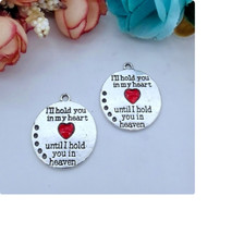 MEMORIAL HEART HEAVEN QUOTE WORD LOVE Charm on 925 Sterling Silver 18" Necklace