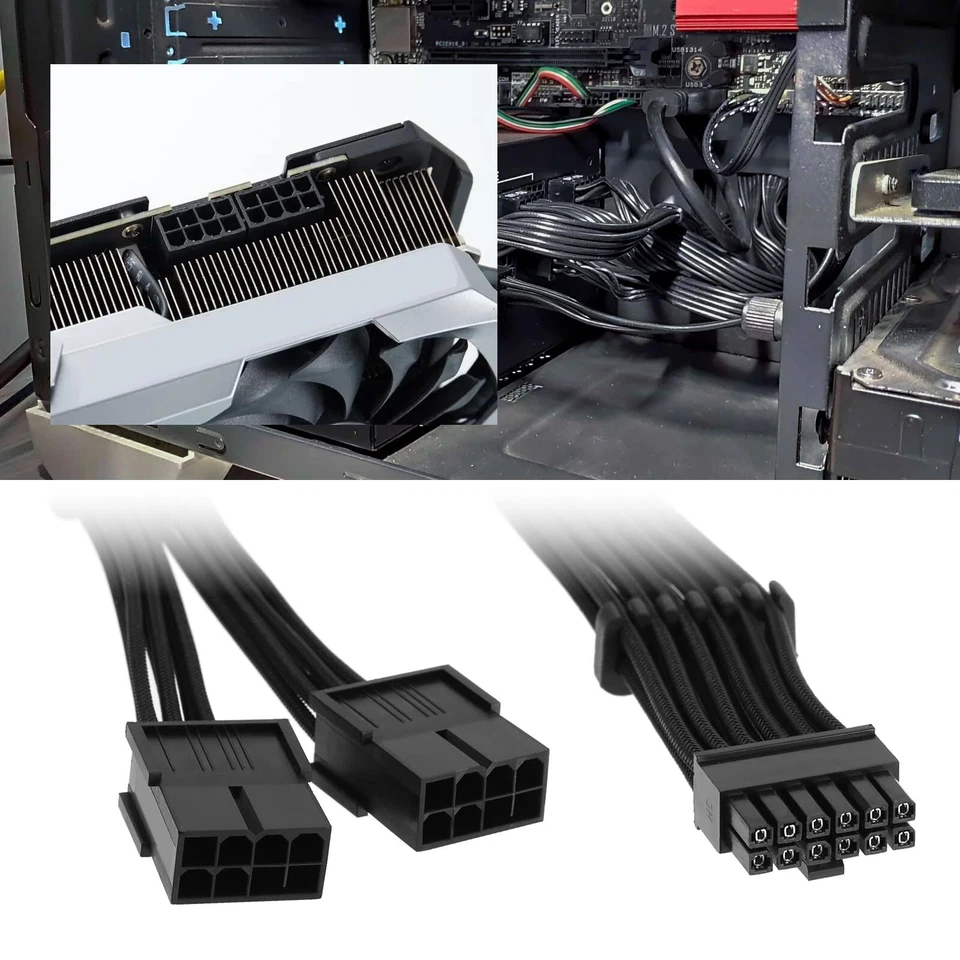 Verlängerungskabel 12-polig auf doppelt 8-polig 18AWG 30 cm kompatibel mit PC... - Bild 3 von 4