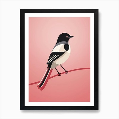 Minimalistische Elster 2 Illustration Ar gerahmtes Wandbild Poster Leinwanddruck Bild