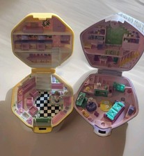1990 Vintage Polly Pocket Polly's Hair Salon  BONUS Slumber Party - Bluebird