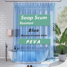 Extra Long Shower Curtain Liner, Clear Blue Shower Liner 84 Inches Long, 72x8...