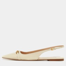 Tom Ford Whitney Size 41 Cream Patent Leather Slingback Flats