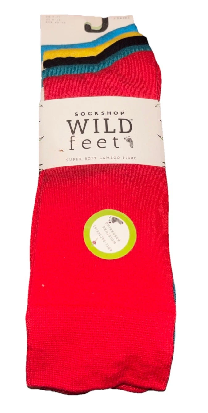 Men's Plain Bamboo Socks Fun Bright Colours SOCKSHOP Wild Feet 5 Pair Pk Free pp