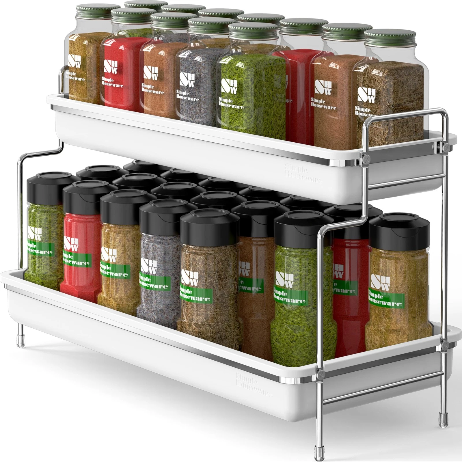 2-Tier Spice Rack Kitchen Bathroom Organizer Countertop Shelf, White
