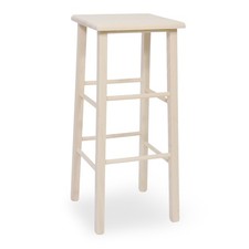 Sgabello alto 73 cm in legno grezzo con seduta quadrata in legno massello