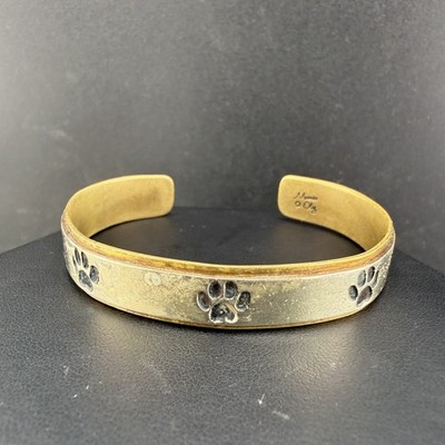 Vintage Mima Oly Cuff Bracelet Mixed Metals Puppy Dog Pet 6 